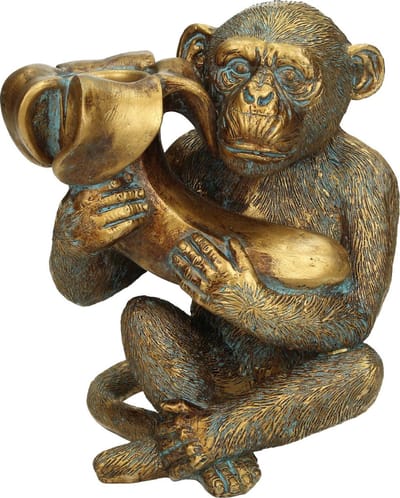 Wants&Needs Kandelaar Monkey Polyresin Goud 13.5 X 10 X 15.5