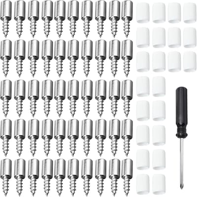 Set van 50 zelftappende planksteunen met rubberen bescherming voor meubels, kasten en boekenkasten, 7 mm
