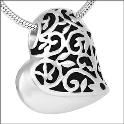 Aramat Jewels | Gedenkhangers | Stalen Hart Ashanger – Zilverkleurig Assieraad RVS Gedenksieraad | Sierlijk hart-Zwart-2.2x1.8cm | |20mm | Staal | Volwassenen | Verkleurd niet