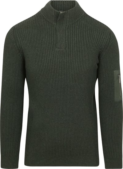 Suitable Mou Half Zip Trui Donkergroen - Maat M - Heren - Quarter zip - Schipperstrui met rits - Volwassen mannen