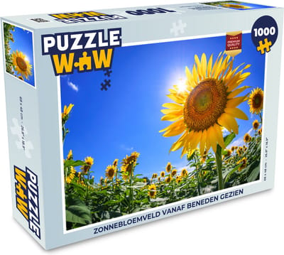 Puzzel Zonnebloemveld vanaf beneden gezien - Legpuzzel - Puzzel 1000 stukjes volwassenen