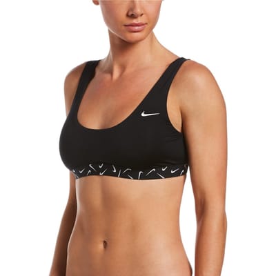 Nike Swim - Maat S SCOOP NECK Bikinitopje - Zwart - Vrouwen