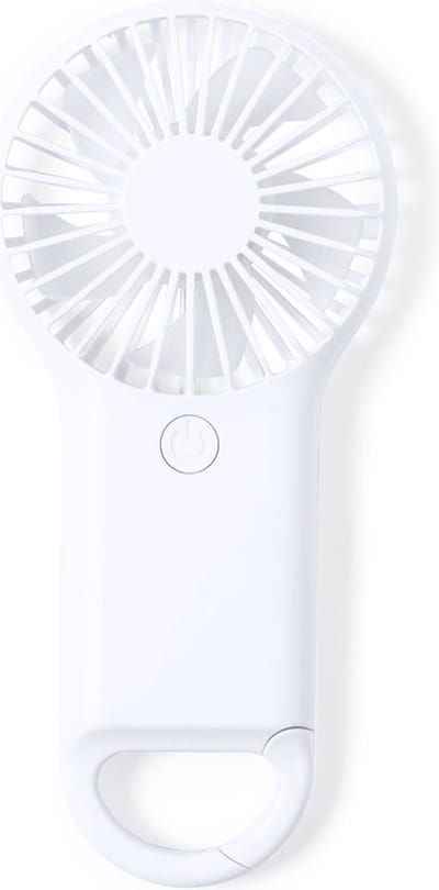 Handventilator - Mini ventilator - Festival waaier - Verkoeling - Met karabijnhaak - Kunststof - wit