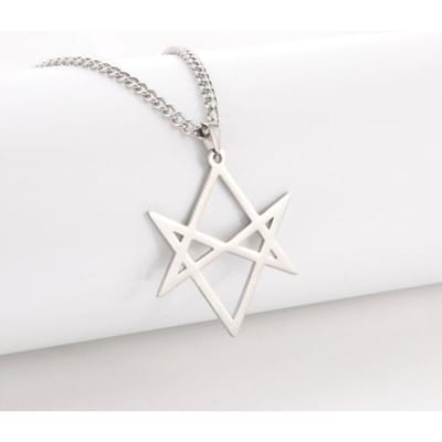 Thelema Unicursal Hexagram Symbool Roestvrijstalen Ketting Voor Mannen Vintage Religieuze Talisman Amulet Sieraden 60cm gray