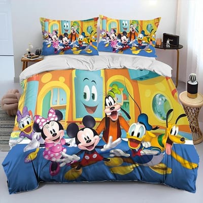 Mickey Mouse Cartoon Donald Duck HD Dekbed Beddengoed Set Dekbedovertrek Bed Set Dekbedhoes Kussensloop Queen Beddengoed Set Volwassene Kind 150*200cm 3pcs