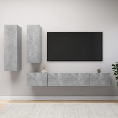 vidaXL - 4-delige - Tv-meubelset - bewerkt - hout - betongrijs