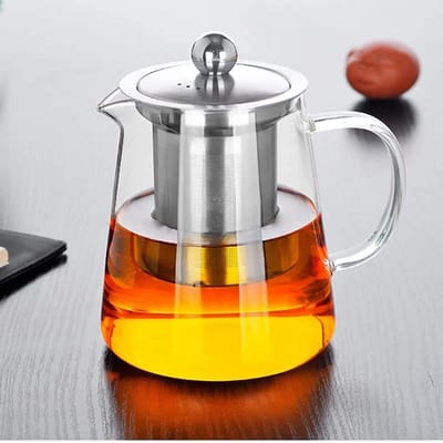 theepot, geschikt voor één persoon, met hittebestendige roestvrijstalen filter, perfect voor thee en koffie (450 ml)