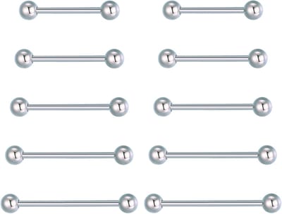 10 stuks, 12/14/16/18/20 mm, van roestvrij staal, kunststof, metaal, tongpiercing, tepelpiercing, sieradenring