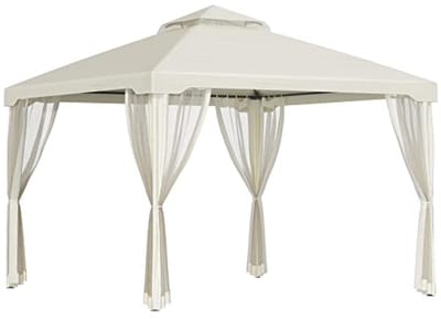 Tuinpaviljoen partytent met 4 zijwanden en insectengaas 3x3x2,6 m crèmewit