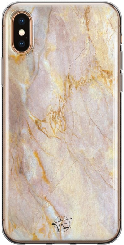Hoesje geschikt voor iPhone Xs - Stay Golden Marble - Soft Case - TPU - Marmer - Goud - ELLECHIQ