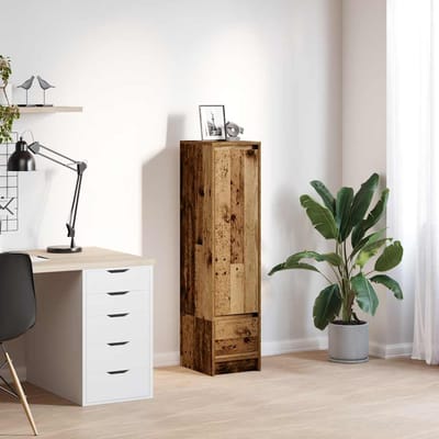 vidaXL - Hoge - kast - 29,5x34x119,5 - cm - bewerkt - hout - oud - hout