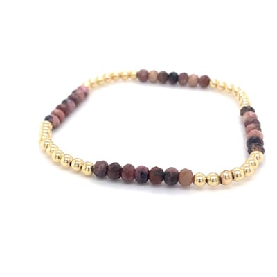 Pat's Jewels Armband Dames - Elastiek Armband - Gouden Bolletjes - Hart - Amazoniet - Turquoise