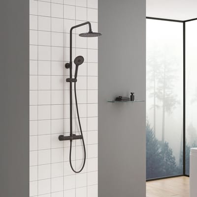 CECIPA max Regendouche Zwart Douchesysteem - met 38°C Thermostaatkraan - Doucheset - Regendouches - Regendouche met 4 Functie Handdouche