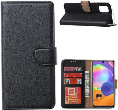 Multimedia & Accessoires PU Lederen Wallet Book Case Hoesje geschikt voor Samsung Galaxy A23 4G/A23 5G – Zwart - Portemonnee – Met Stand – Kaarthouder – Pasjes Houder – Magneet Sluiting – Bookcase