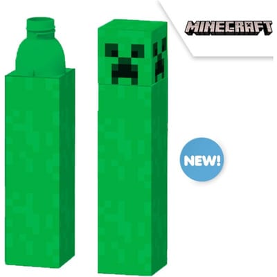 Minecraft Groene rechthoekige Drinkfles voor School 650 Ml.