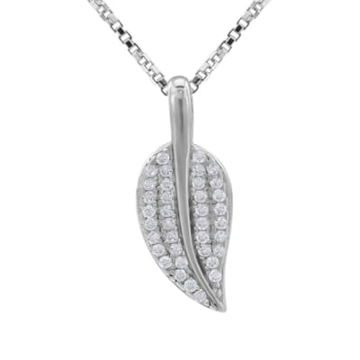 WeLoveSilver - dames ketting - 925 zilver - blad met kristallen