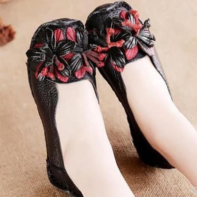 Handgemaakte bloemschoenen Damesschoenen met zachte platte bodem Herfst Casual sandalen Echt lederen schoenen 39 white