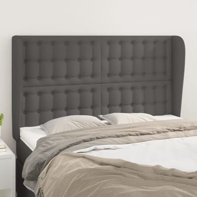 vidaXL - Hoofdbord - met - randen - 147x23x118/128 - cm - kunstleer - grijs