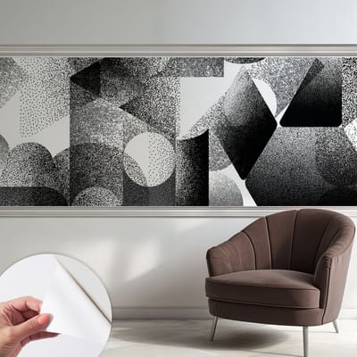 Coloray Zelfklevend Behang - Geometrische vormen Stickerbehang op rol - 250x104 cm - Zwart-wit Zelfklevend Behang - Voor op kantoor, voor de woonkamer, voor de hal - Plakklare achterzijde - Zelfklevend fotobehang