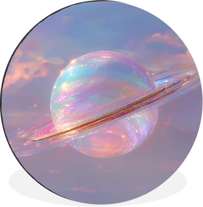 WallCircle - Wandcirkel - Muurcirkel - Planeet - Lucht - Wolken - Pasteltinten - Aluminium - Dibond - 30x30 cm - Binnen en Buiten