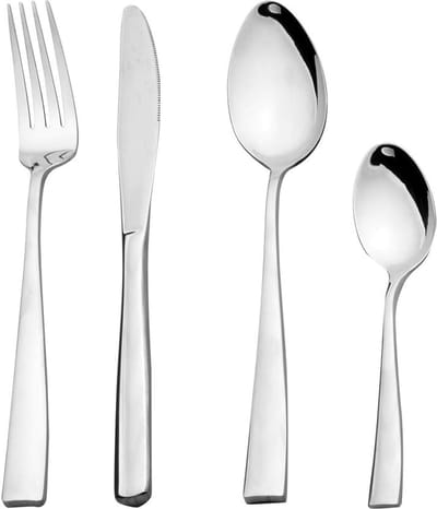 Candala 32-delige bestekset van roestvrij staal voor 8 personen, hoogglans gepolijst, dikte 3 mm, modern design.