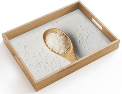 Dienblad hout 40x30 cm - Schootdienblad - Hout - Lepel - Rijst - Borrelplank rechthoek - Plateau dienbladen