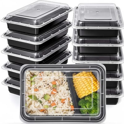 Famanu - 10 Stuks 1 compartiment bpa-vrije herbruikbare meal prep containers – plastic voedselbakjes met luchtdichte deksels – magnetron- en vaatwasserbestendig