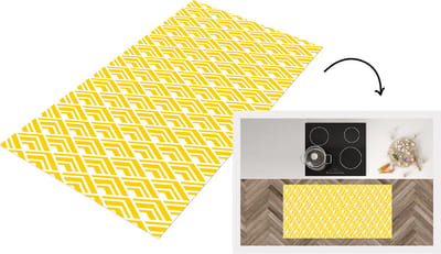 Keukenloper - Loper keuken - Geometrie - Zomer - Diamant - Geel - Patroon - 120x60 cm - Keukenloper vinyl