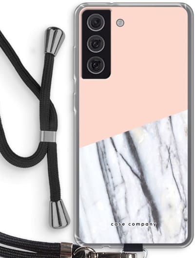 Case Company® - Hoesje met koord geschikt voor Samsung Galaxy S21 FE hoesje met Koord - A touch of peach - Telefoonhoesje met Zwart Koord - Bescherming aan alle Kanten en Over de Schermrand
