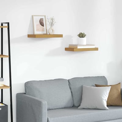 vidaXL - Wandplank - 2 - st - Beige - 40 - x - 23,5 - x - 3,8 - cm - Bewerkt - hout