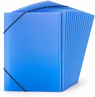 Set van 25 blauwe A4 mappen, stevige postmappen met elastische sluiting, duurzaam en veelzijdig voor school en kantoor