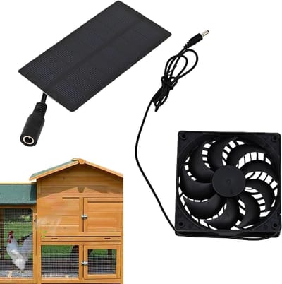 Zonnepaneel Ventilator - Luchtcirculatie Systeem - Ventilatie Buitenruimte - Energiezuinig 0.8W - 14cm Breed - Zwart