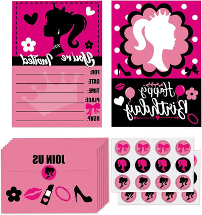 Uitnodigingen Kinderfeest - Verjaardagskaarten Meisjes - Feest Organiseren - Prinses Thema Design - 24 Stuks - Roze