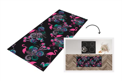 Keukenloper - Loper keuken - Flamingo - Patroon - Roze - Jungle - 120x50 cm - Keukenloper vinyl