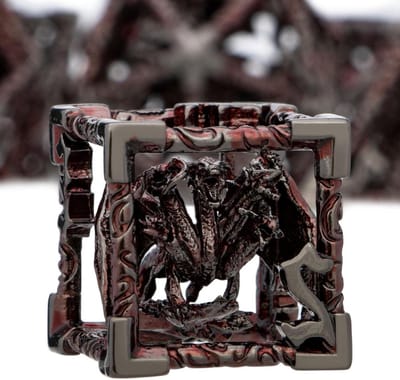 Veelvlaks Dobbelstenen Set - RPG Dobbelstenen - Rollenspellen Spelen - Metalen Constructie - 7 Stuks - Zwart Rood