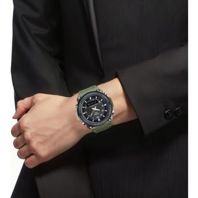 CASIO STANDARD serie 100 meter waterdicht kalender solar Kwarts hars band herenhorloge zwart wijzerplaat AQ-S820W-3BV zwart