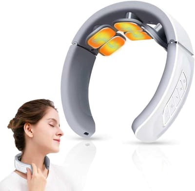 KZQ Intelligente Nekmassager Met 6 Koppen En 42°C Warmtetherapie 6 Standen 9 Intensiteitsniveaus Draagbaar Voor Thuis Kantoor En Reis
