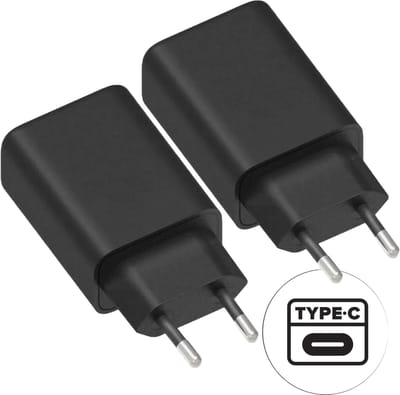 2-Pack Adapter usb C - 20w - Snellaadfunctie - Compact - Naadloos Design - Snel en Gecertificeerd - Zwart