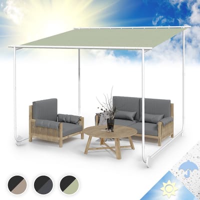 Blumfeldt pergola, metalen paviljoen met polyester schuifdak en grondrollen, zonnescherm met frame, mobiele vrijstaande luifel, zonwering voor tuin & terras, tuinhuisje waterdicht & stabiel