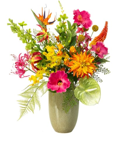 Emerald - Boeket Exotic Vibes - 75cm hoog - Rood - 16 stelen - Kunstboeket - Zijde boeket