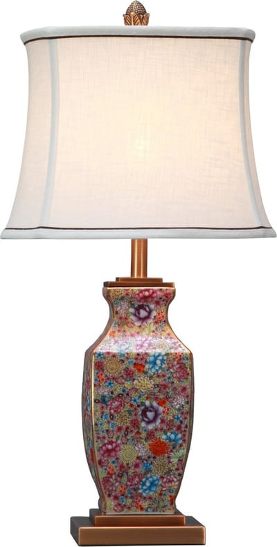 Fine Asianliving Oosterse Tafellamp Porselein Multicolor met Kap