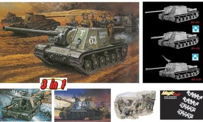 Dragon Modelbouwpakket Militaire voertuigen - 6787 JSU-122 Tankjager - 3-in-1 - JSU-122 - JSU-122S - JSU-152 - met Bonus - Tank Plastic - 1:35 - Modelbouw