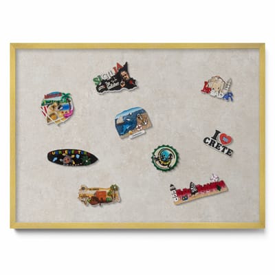 Tulup Magneetbord met Gouden Frame - Romig Magneetbord Met Decoratieve Patronen - 70 cm x 50 cm - Subtiele zandsteentextuur - Magneetbord Multifunctioneel - Magneetbord Voor Thuiskantoor - Magnetisch Bord voor Thuis en Kantoor