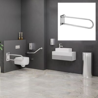 GGM Gastro Haltegriff/Aufstehbügel für die Toilette - klappbar - Edelstahl - Länge: 680mm Zilver