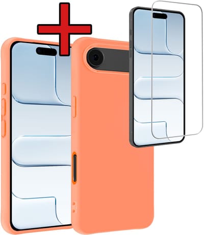 Hoesje - Met Screenprotector - Geschikt voor Apple iPhone Air - Sterk & Shockproof - Telefoon Hoes - Back Cover - Siliconen Case - Telefoonhoes - Perzik