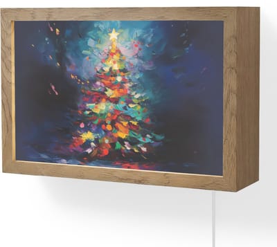 Wandlamp 30x20 cm - Oplaadbaar - Kerstboom - Kerst - Abstract - Kleurrijk - Wandlampen binnen woonkamer - Slaapkamer lamp met kabel - Decoratieve nachtlamp - Vloerlamp snoer