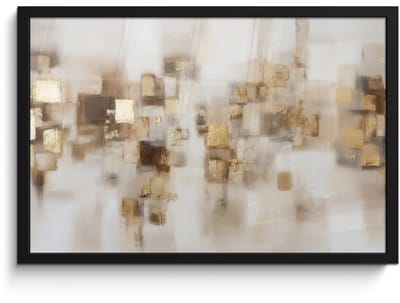 Poster in lijst - Fotolijst 60x40 cm - Posters - Abstracte vierkanten - Aardetonen - Mistig - Posterlijst zwart - Decoratie - Wanddecoratie woonkamer - Muurdecoratie slaapkamer