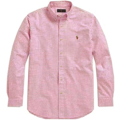 Polo Ralph Lauren Geruit Print Enkele Rij Knopen Casual Lange Mouwen Shirt Heren shirts Roze 710813021-005 S white