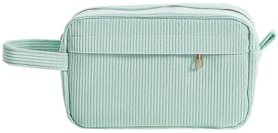 Corduroy Make-up Tas - Mintgroen | 23 x 12,5 x 9 cm | Toilettas / Etui | Katoen/ Polyester | Fashion Favorite