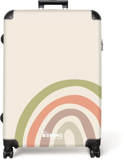 NoBoringSuitcases.com® - Koffer groot - Reiskoffer lichtgewicht - Regenboog - Beige - Groen - Kinderen - Abstract - Rolkoffer met 4 wielen - Grote trolley XL - 98 liter bagage